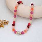 Rose & Berry Beaded Heart Crystal Ball Necklace