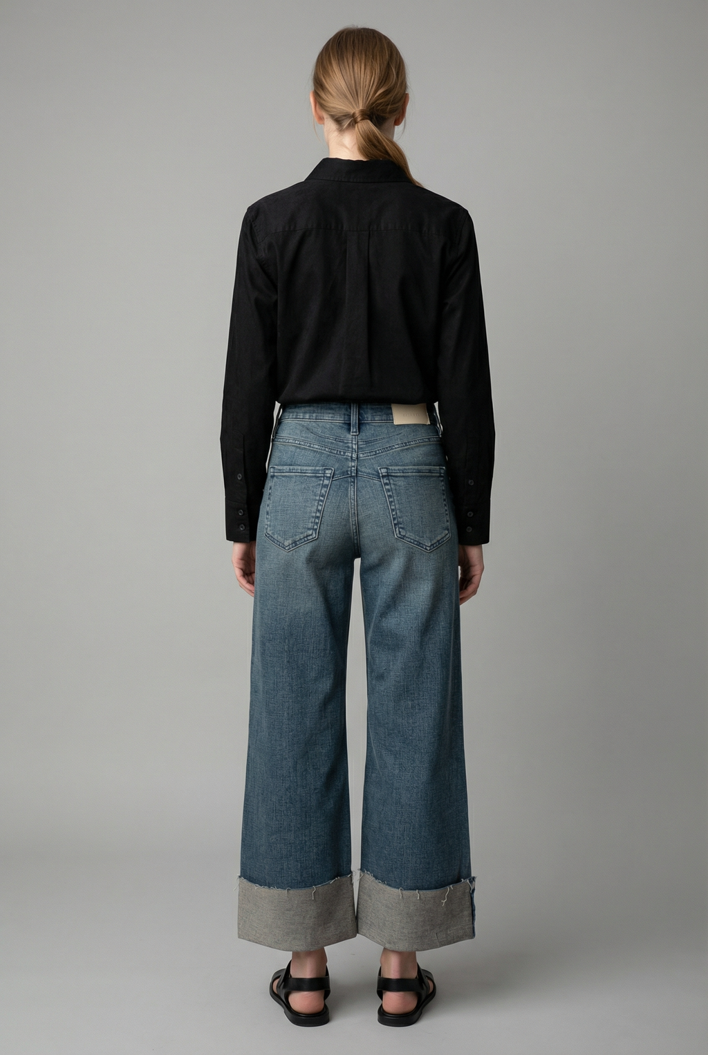 Barbara Wide Leg Cuffed Jean