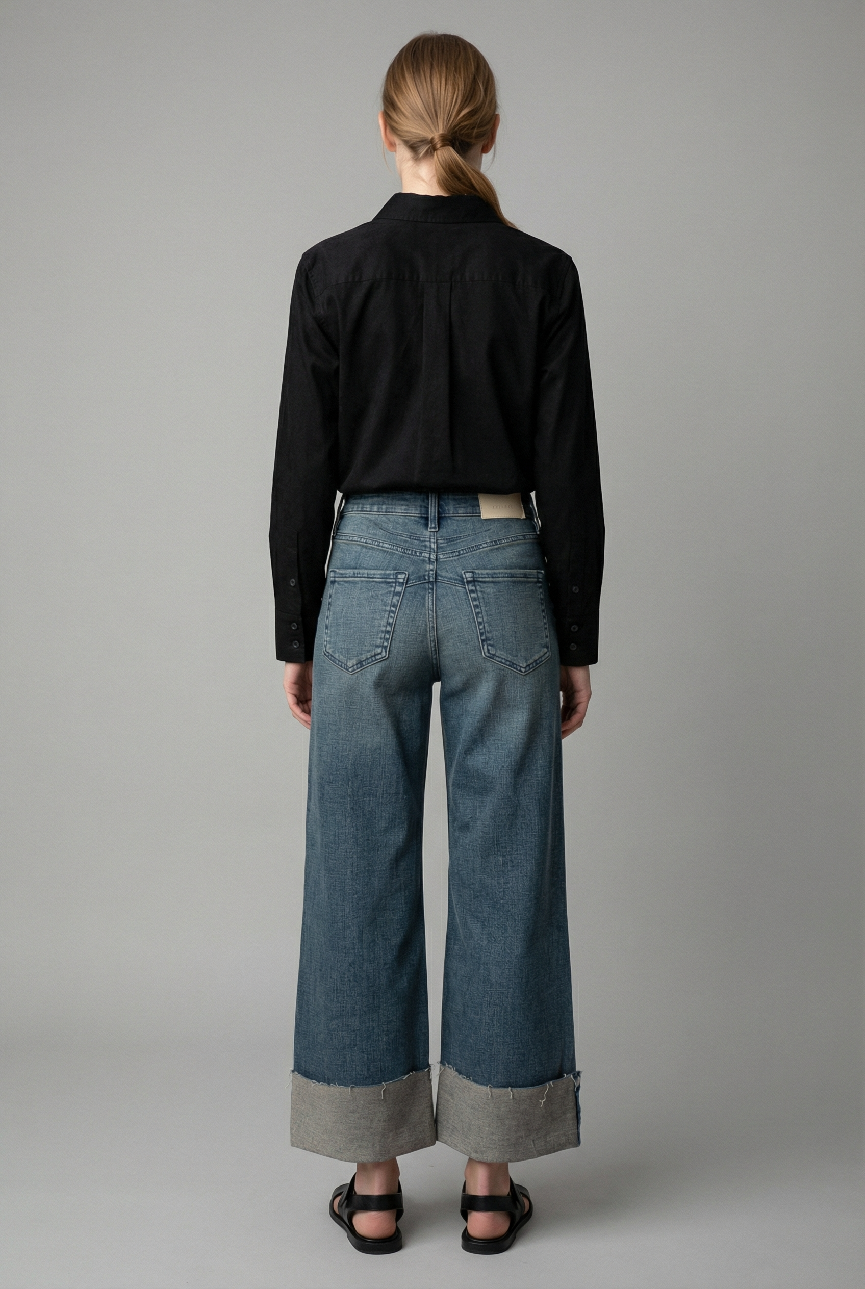 Barbara Wide Leg Cuffed Jean