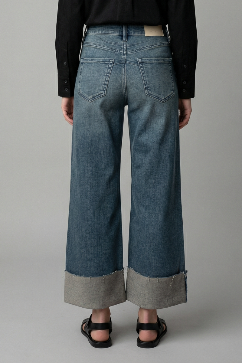 Barbara Wide Leg Cuffed Jean