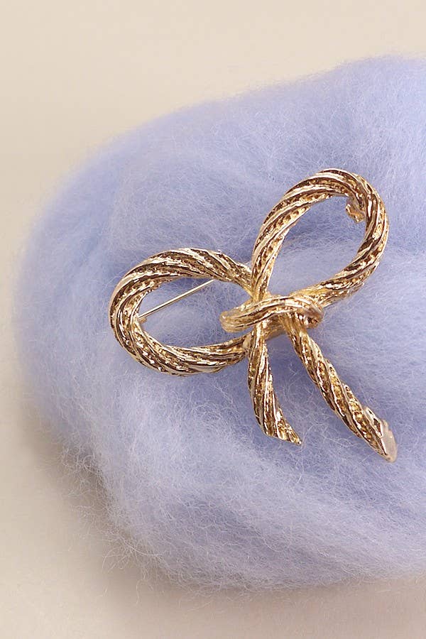 ROPE GOLD BOW  BROOCH