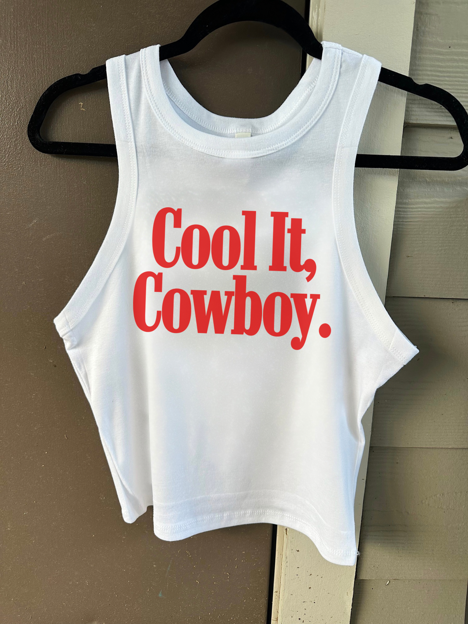 Cool It, Cowboy Cropped Tank   : L