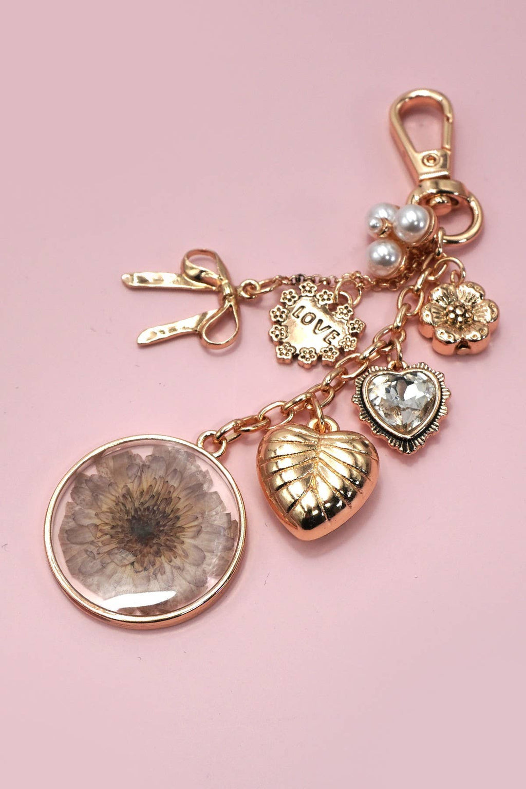 BAG CHARM-Floral & Heart