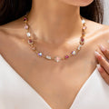 Mixed-Shape Pink & Clear Crystal Necklace