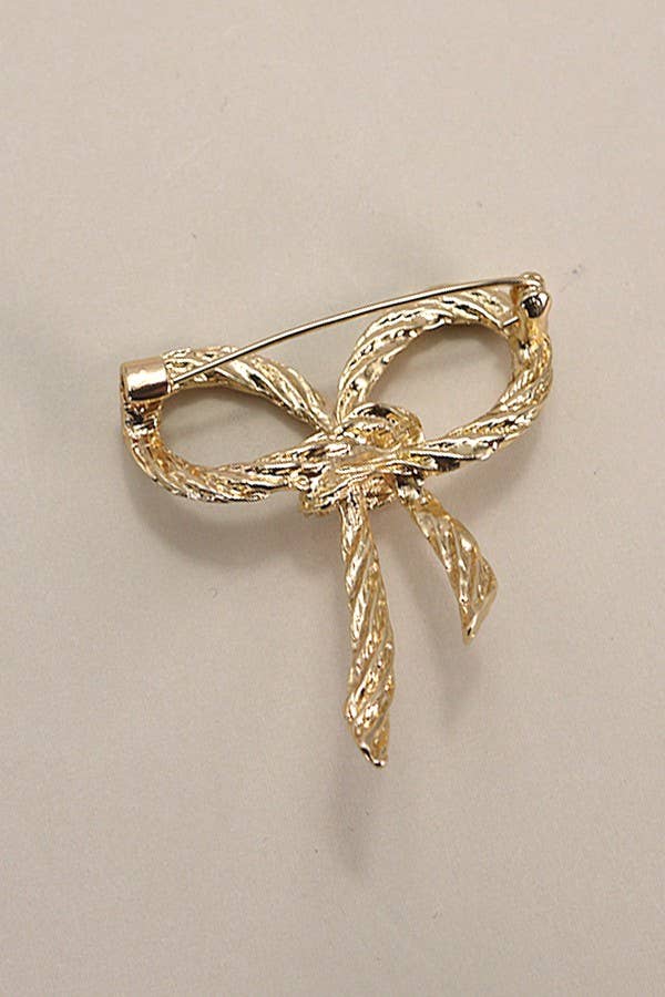 ROPE GOLD BOW  BROOCH