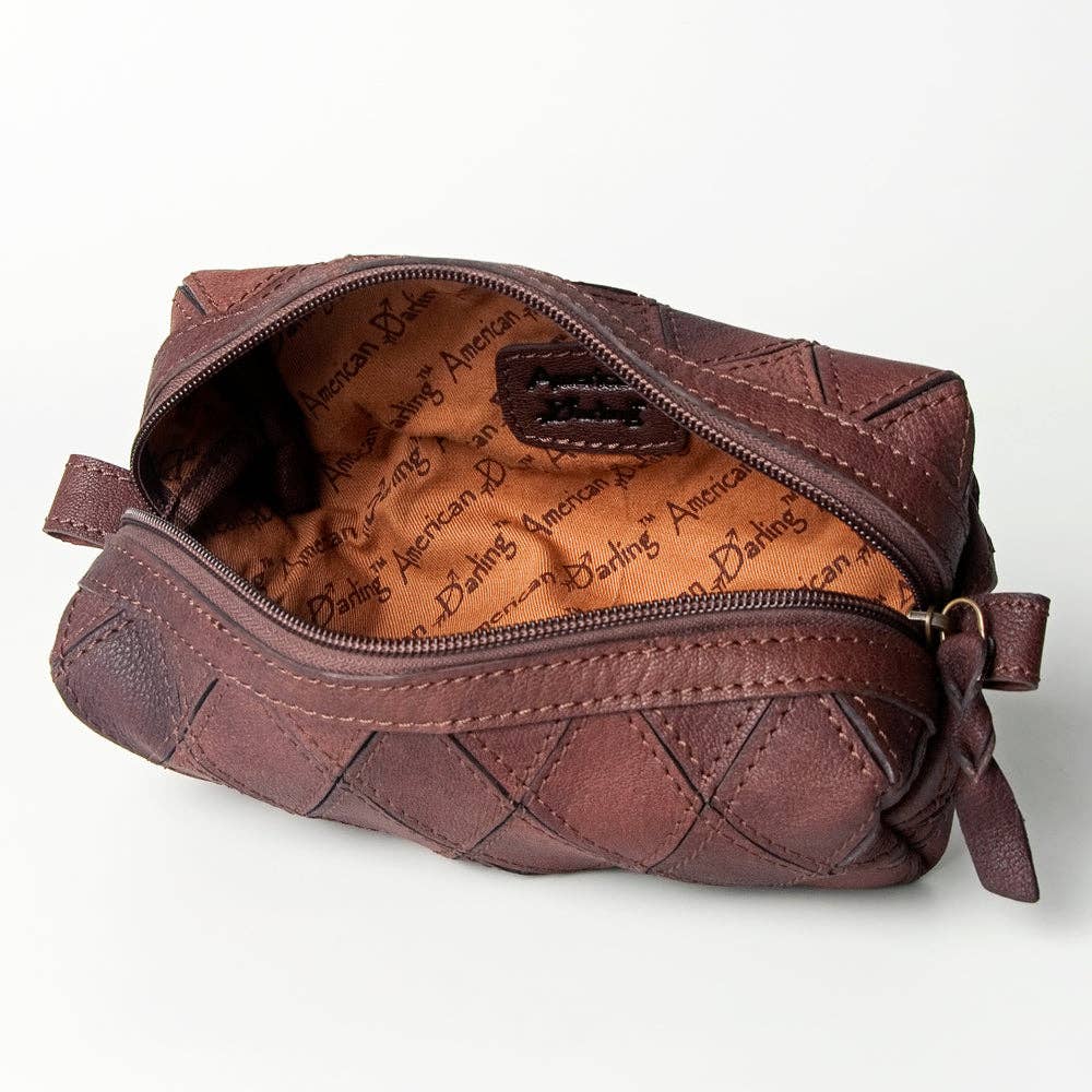 Leather Patch Toiletry Bag