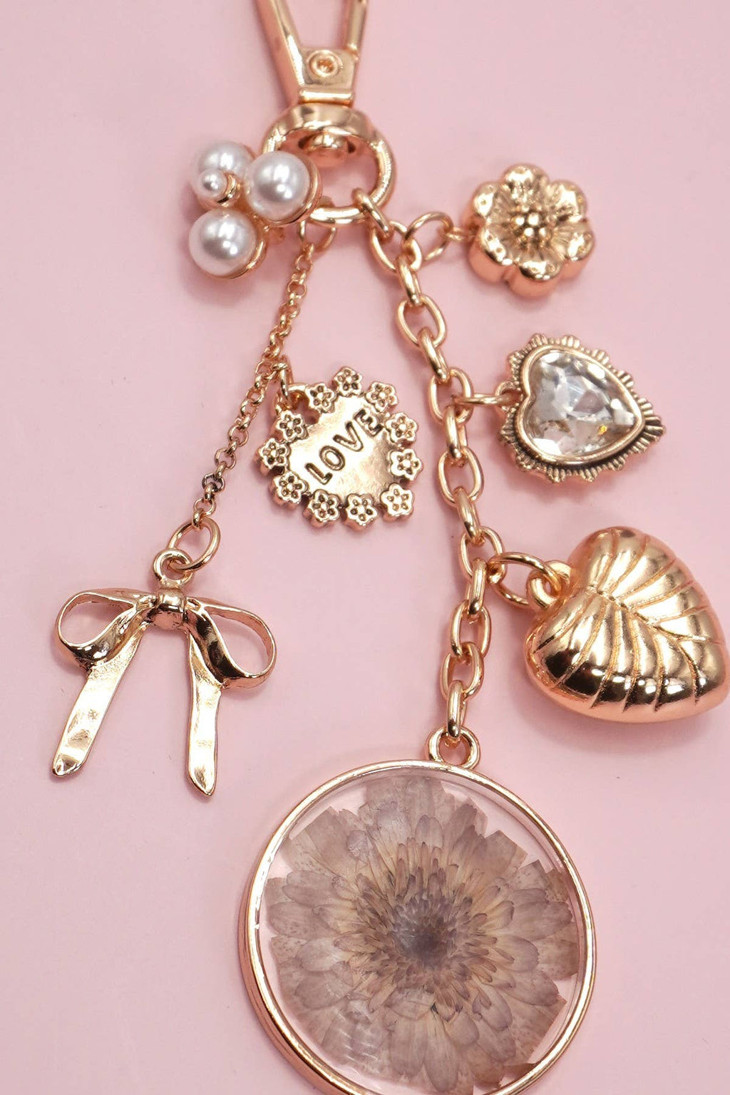 BAG CHARM-Floral & Heart