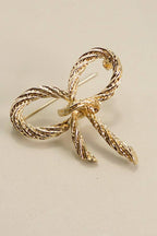ROPE GOLD BOW  BROOCH