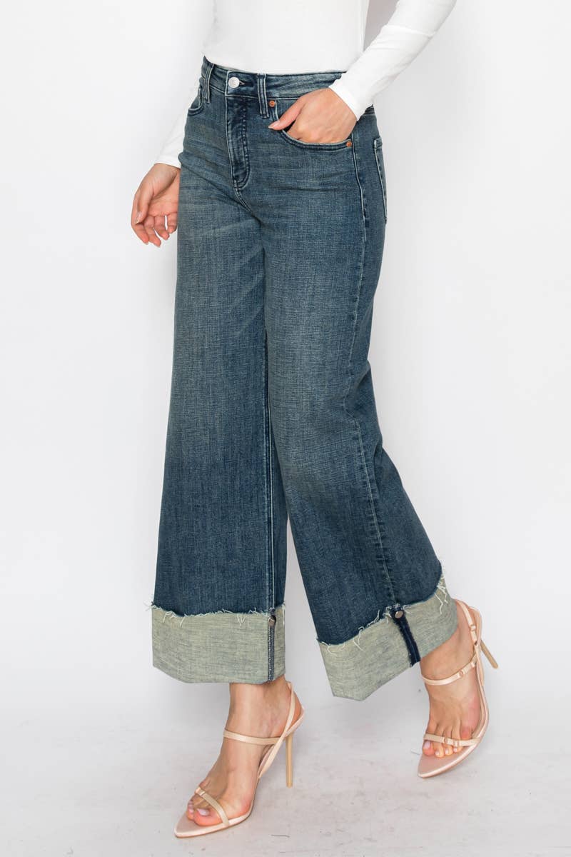 Barbara Wide Leg Cuffed Jean