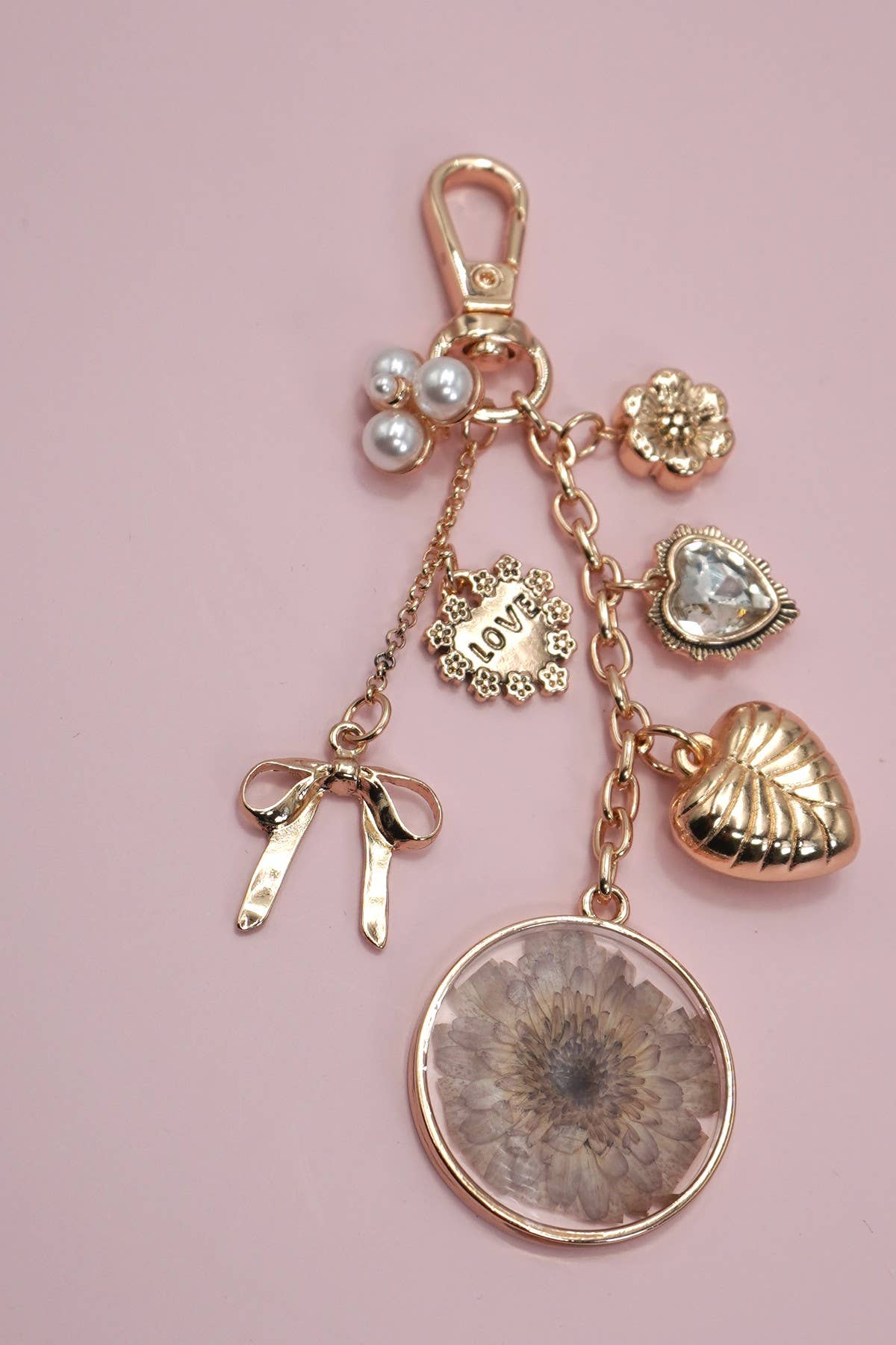 BAG CHARM-Floral & Heart