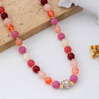 Rose & Berry Beaded Heart Crystal Ball Necklace