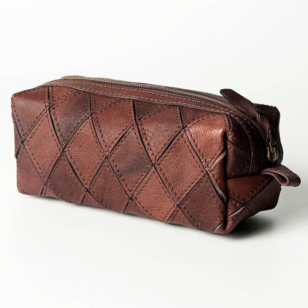 Leather Patch Toiletry Bag