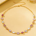 Mixed-Shape Pink & Clear Crystal Necklace