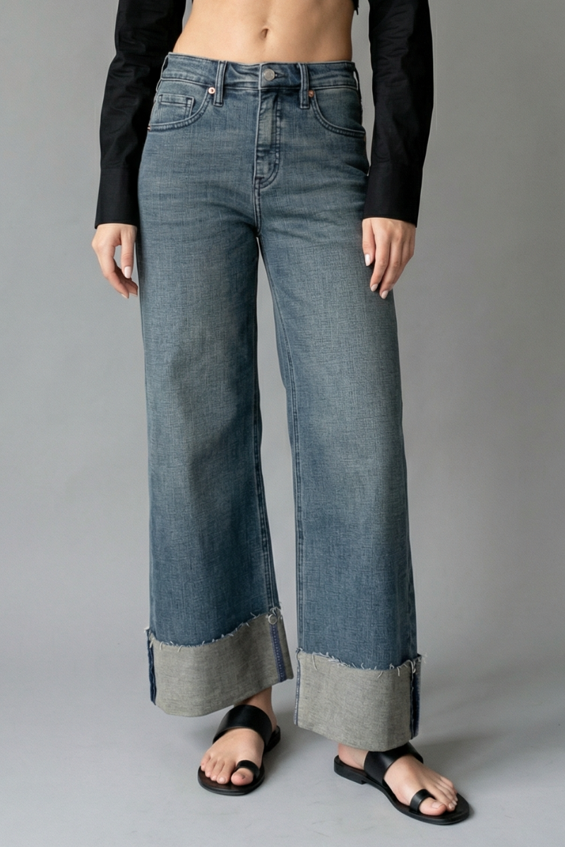 Barbara Wide Leg Cuffed Jean