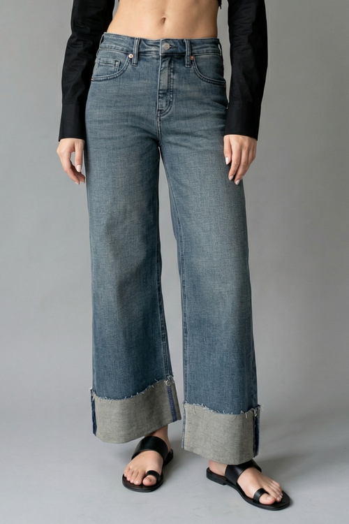Barbara Wide Leg Cuffed Jean