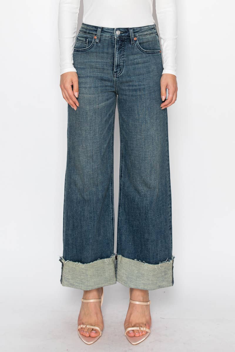 Barbara Wide Leg Cuffed Jean