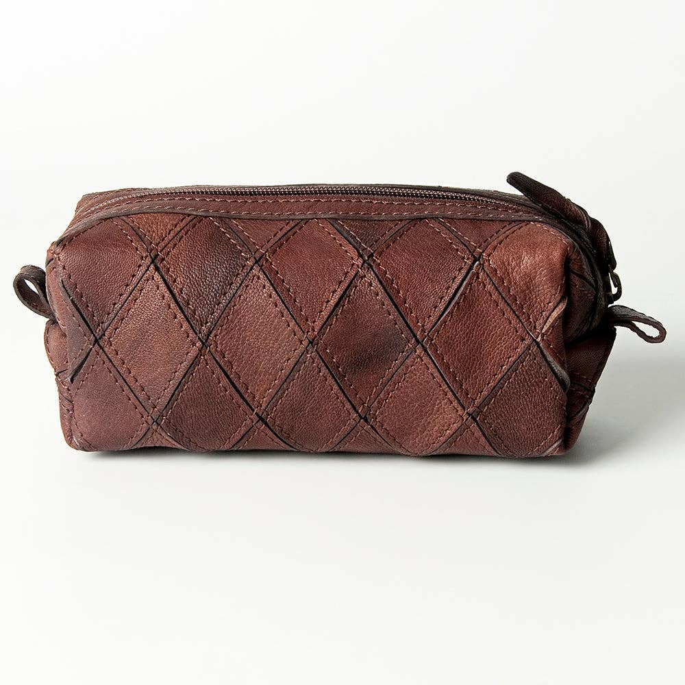 Leather Patch Toiletry Bag
