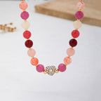 Rose & Berry Beaded Heart Crystal Ball Necklace