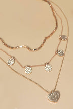MULTI LAYER HAMMERED HEART NECKLACE
